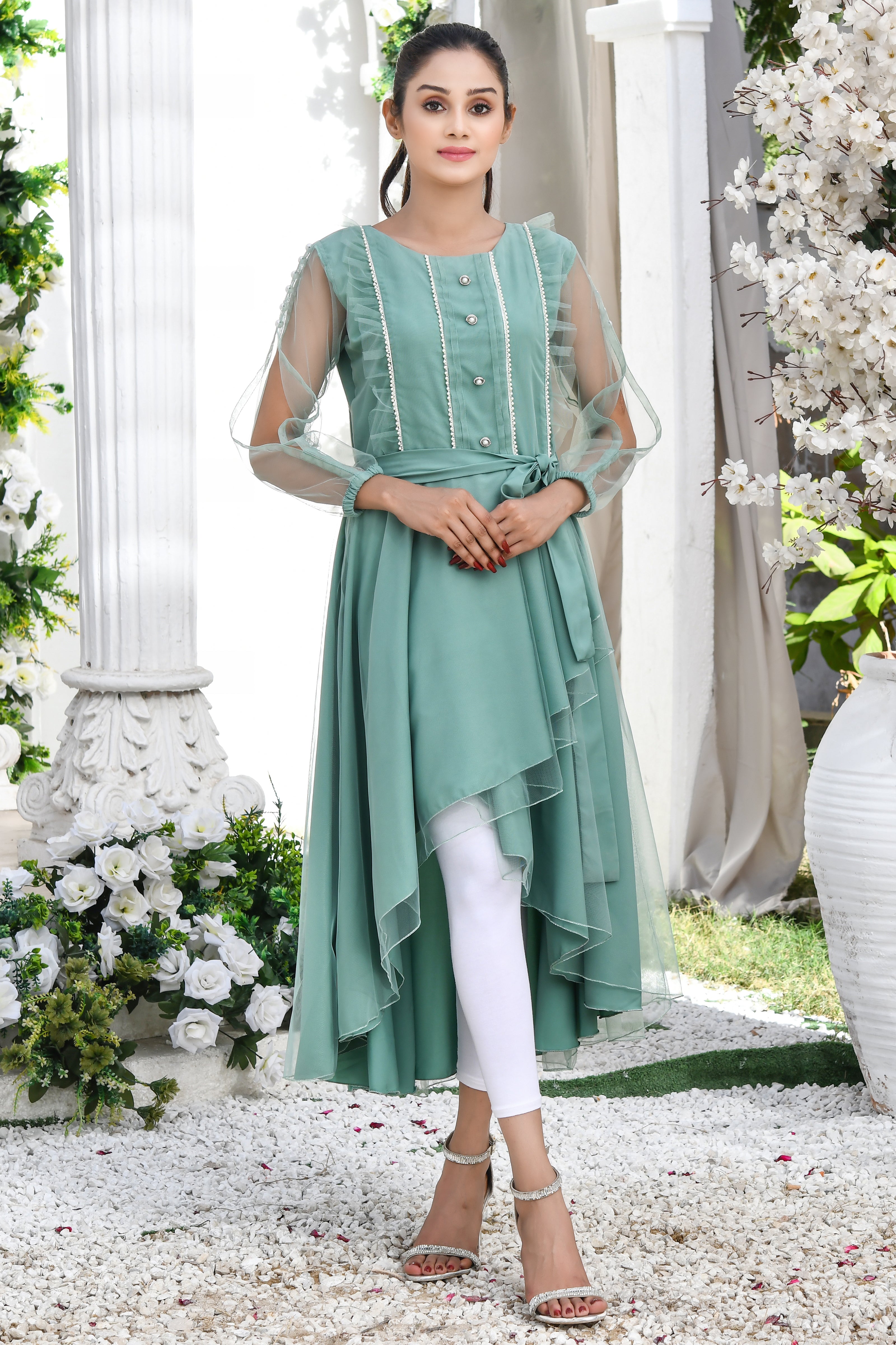 Womens Sea Green Frock Modest Clothing
