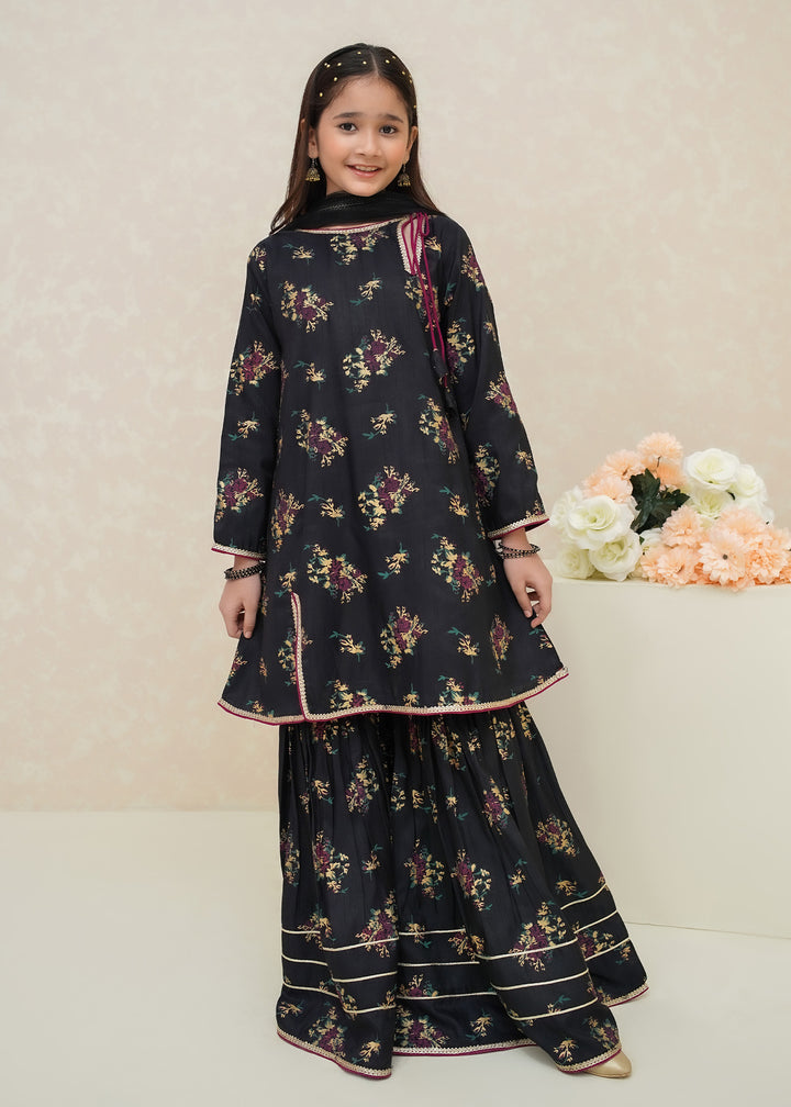 Girls Printed 3 Piece Rawsilk Suit
