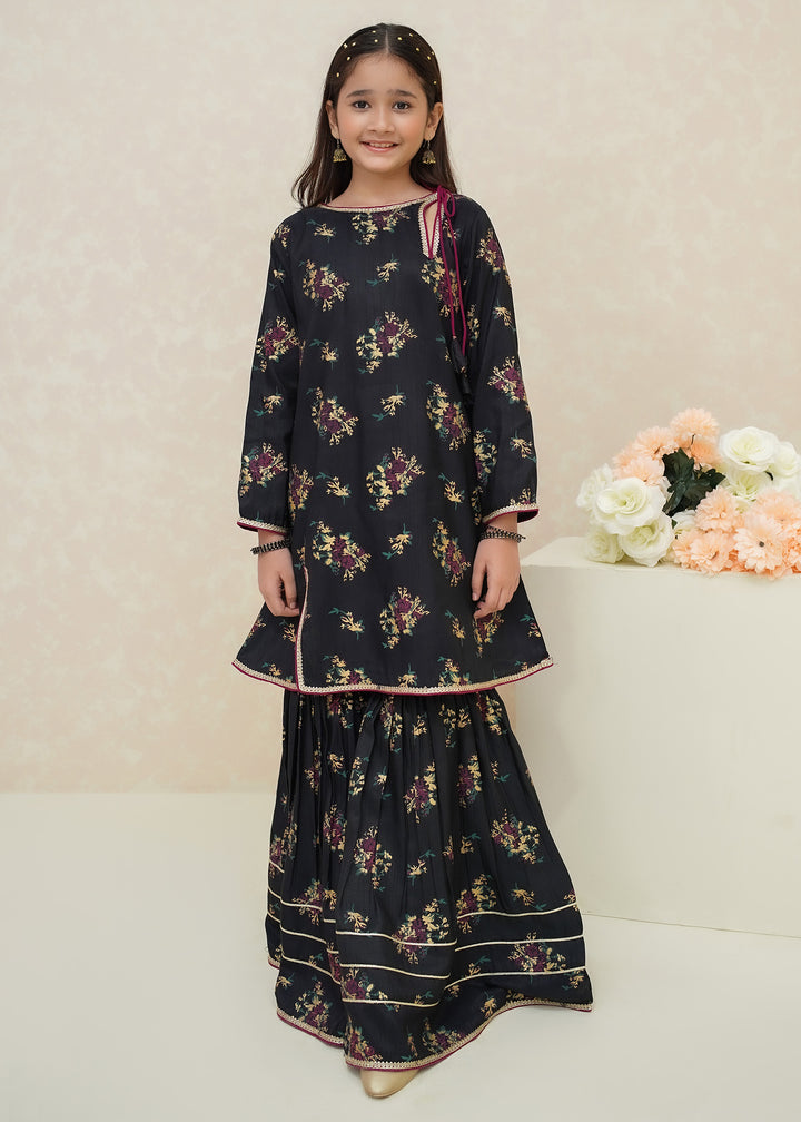 Girls Printed 3 Piece Rawsilk Suit