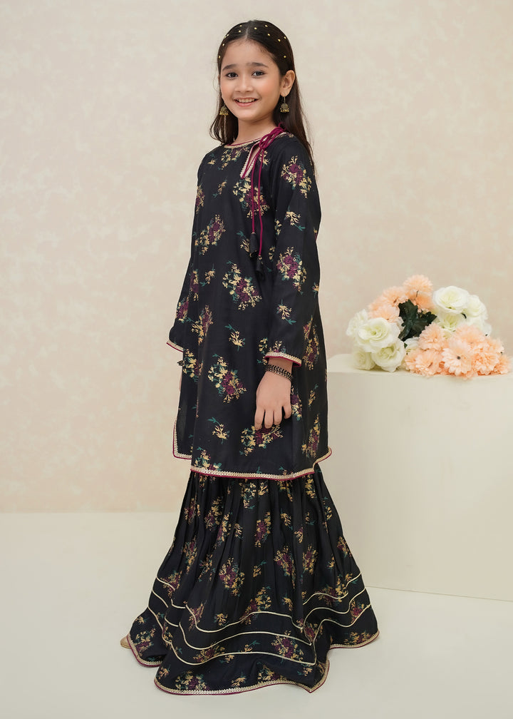 Girls Printed 3 Piece Rawsilk Suit