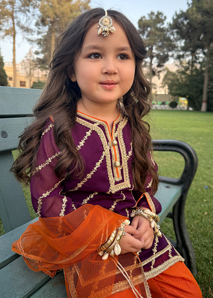 Embroidered Chiffon Dress for Girls