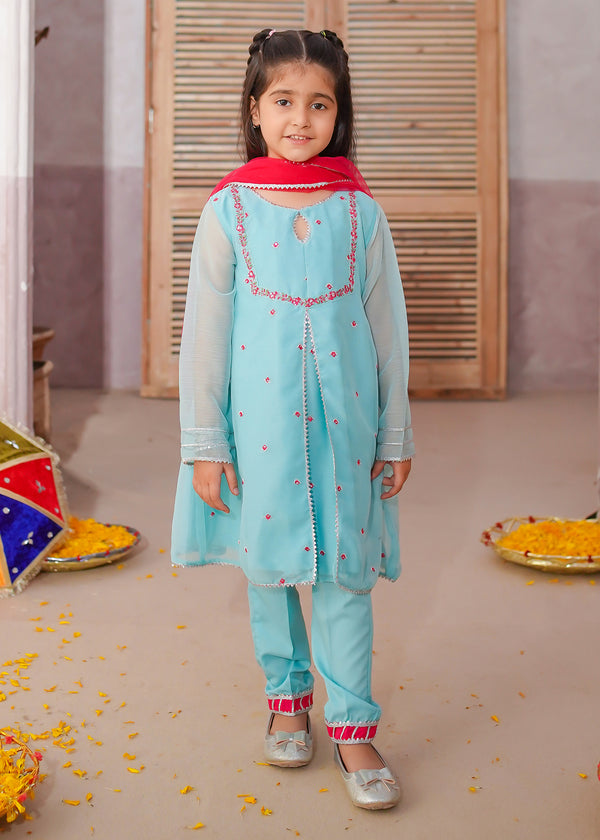 3 Piece Chiffon Embroidered Suit