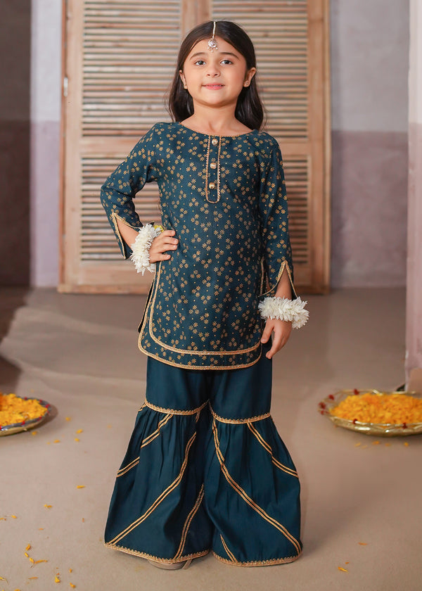 3 Piece Printed Rawsilk Gharara