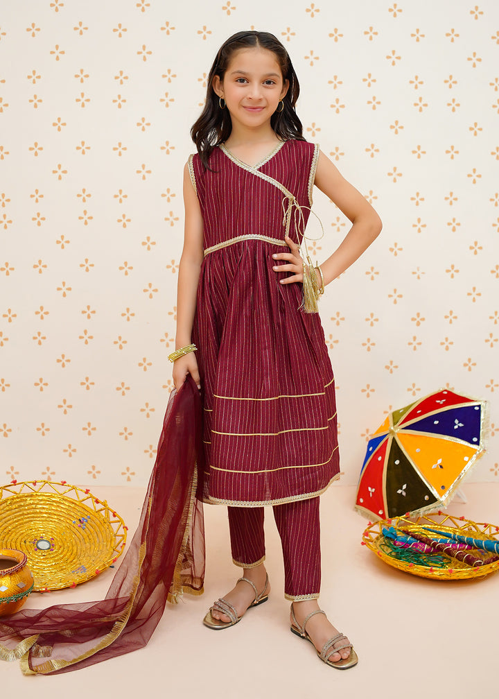 Anghrakha Style 3 Piece Suit for Girls