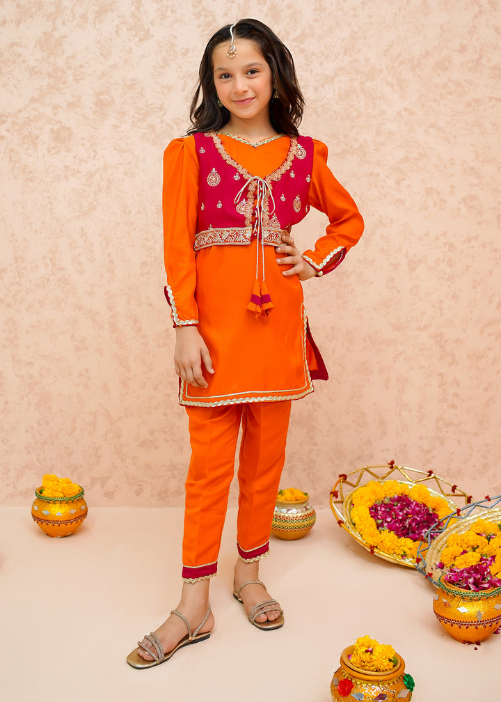 Toddler Orange Festive Dress for Girls