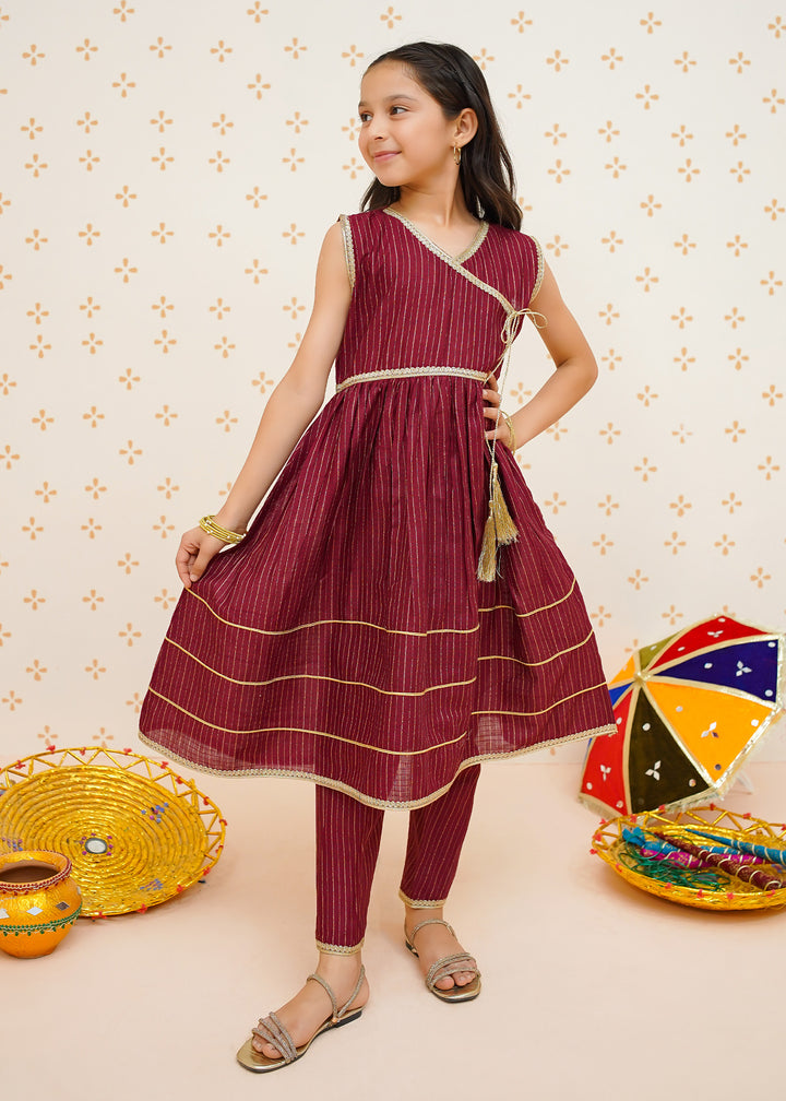 Anghrakha Style 3 Piece Suit for Girls