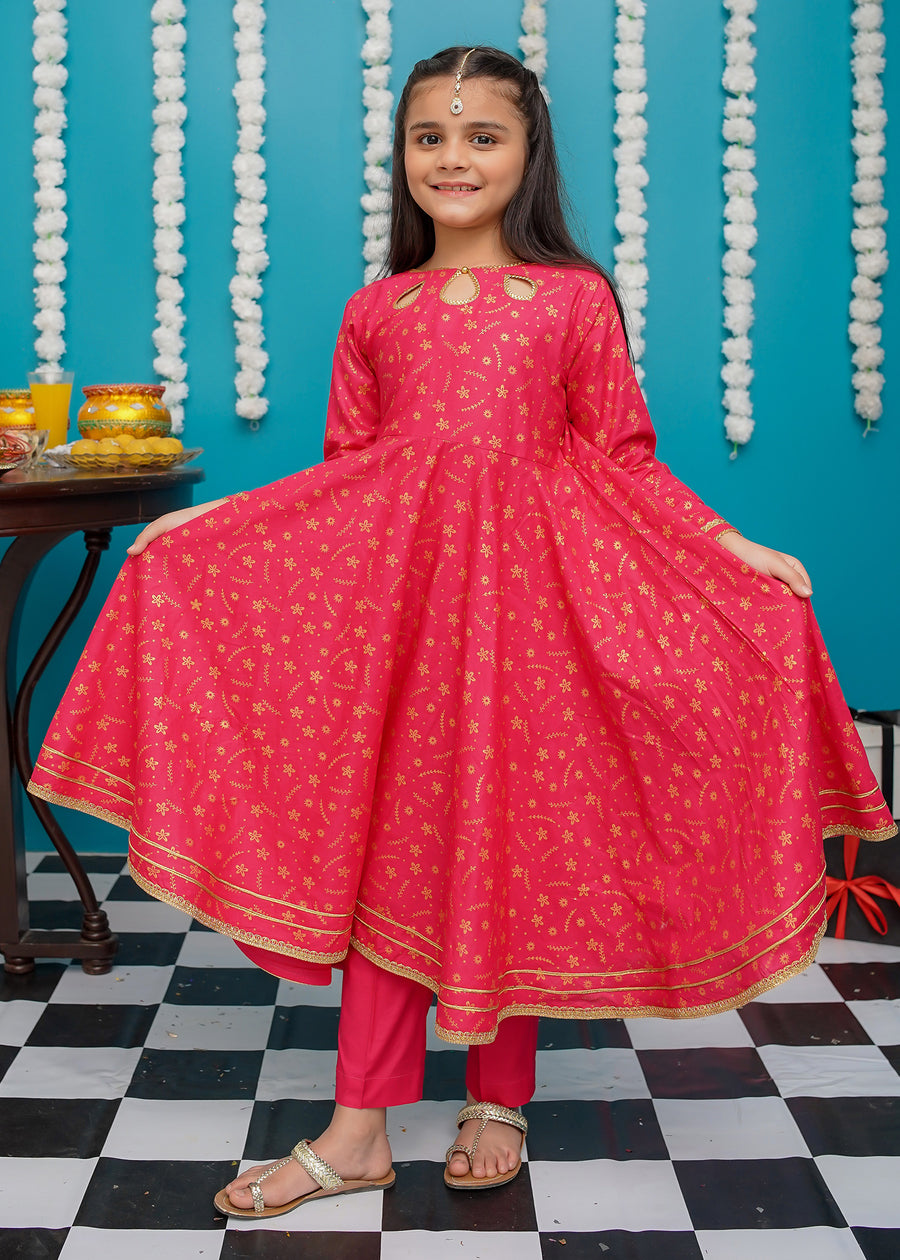 Cotton 3 Piece Pink Frock | 9220