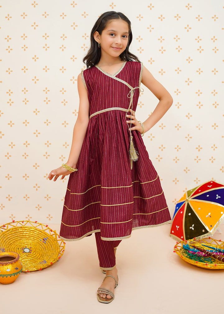 Anghrakha Style 3 Piece Suit for Girls