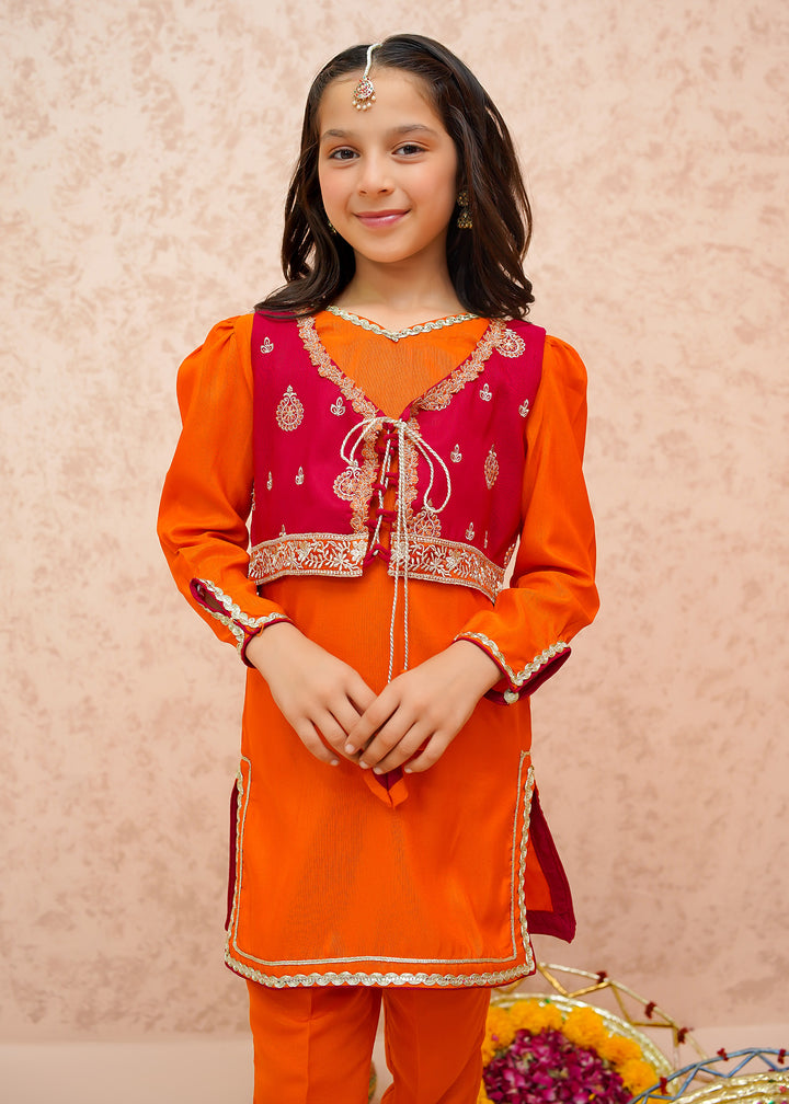 Toddler Orange Festive Dress for Girls