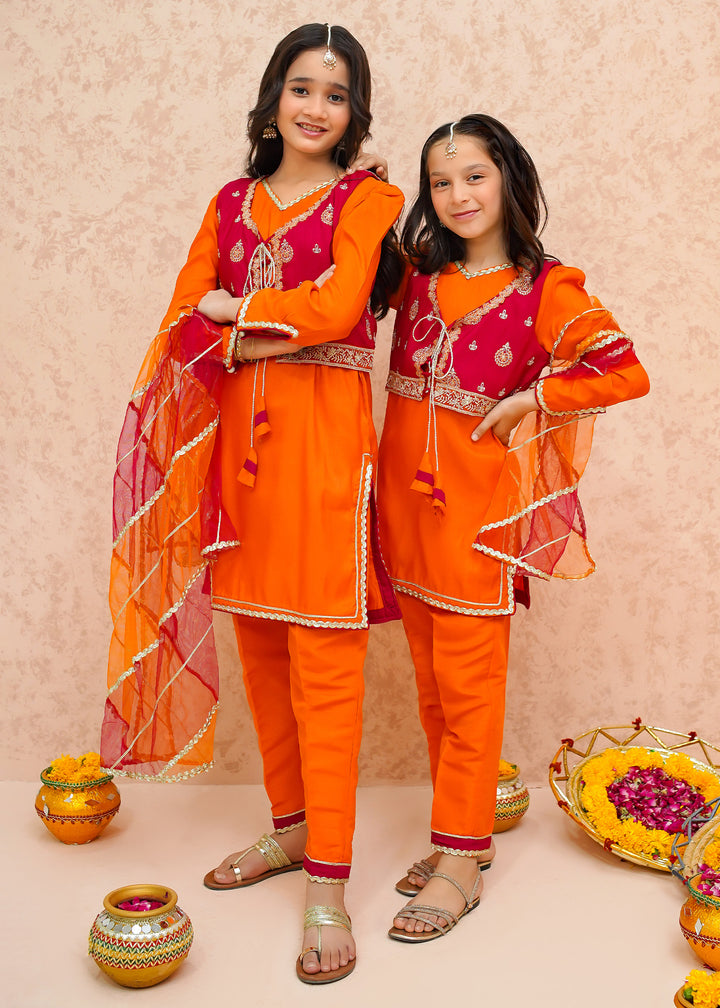 Toddler Orange Festive Dress for Girls