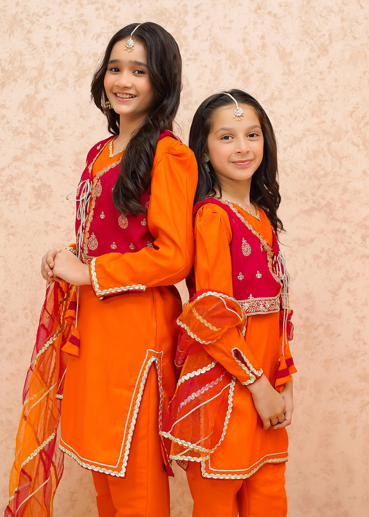 Toddler Orange Festive Dress for Girls