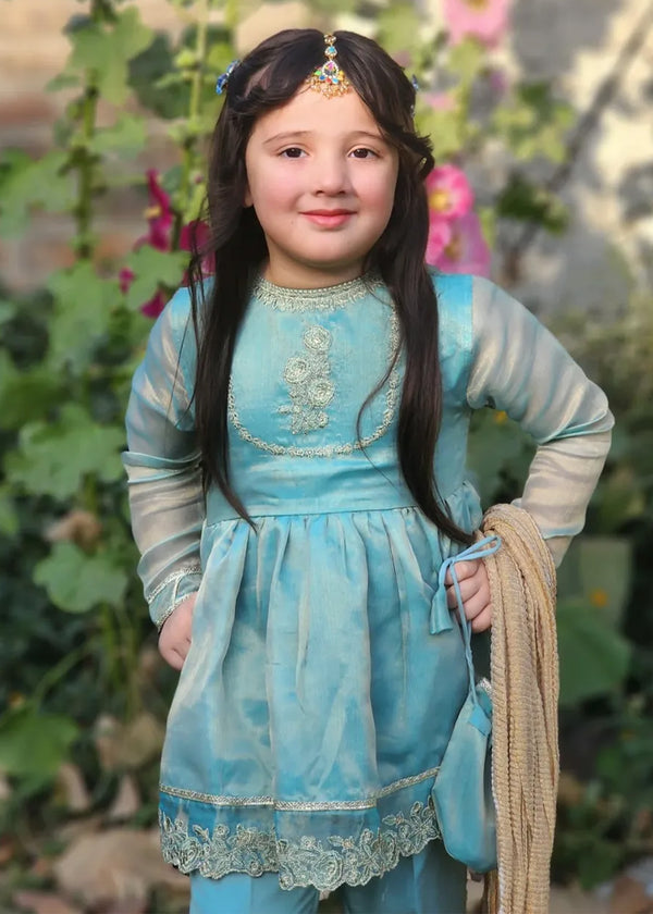Girls Green Maysuri Frock | 9025