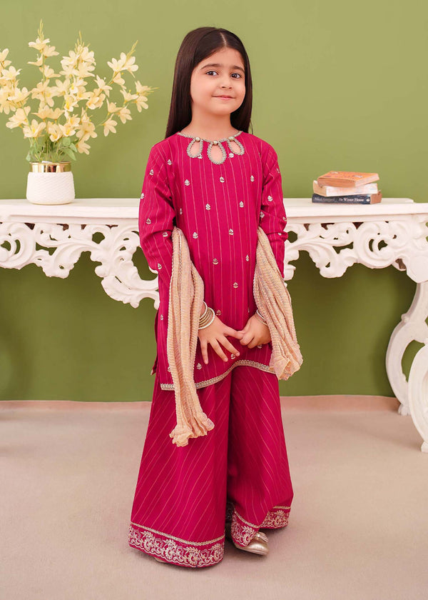 3 Piece Pink Khaddar Embroidered Suit