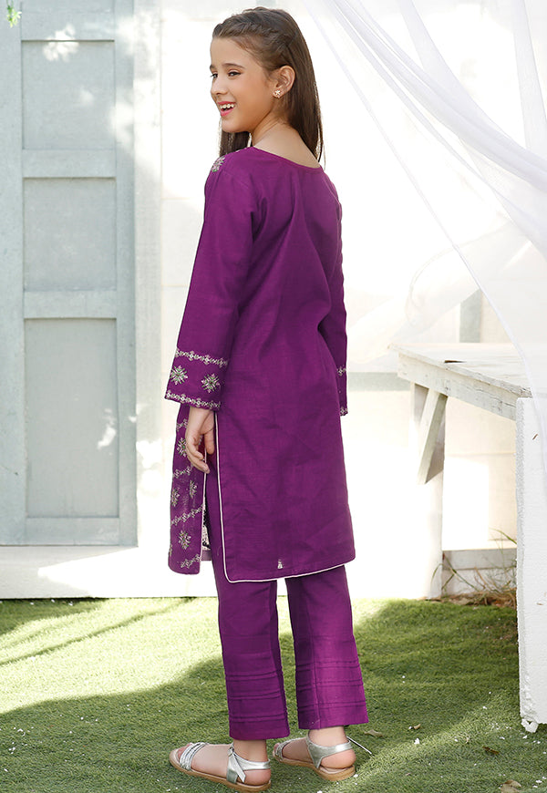 Khaddar Purple 2 Piece Suit
