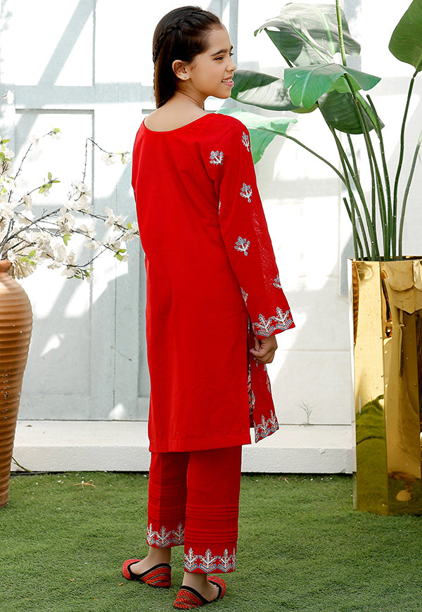 Khaddar Red 2 Piece Suit