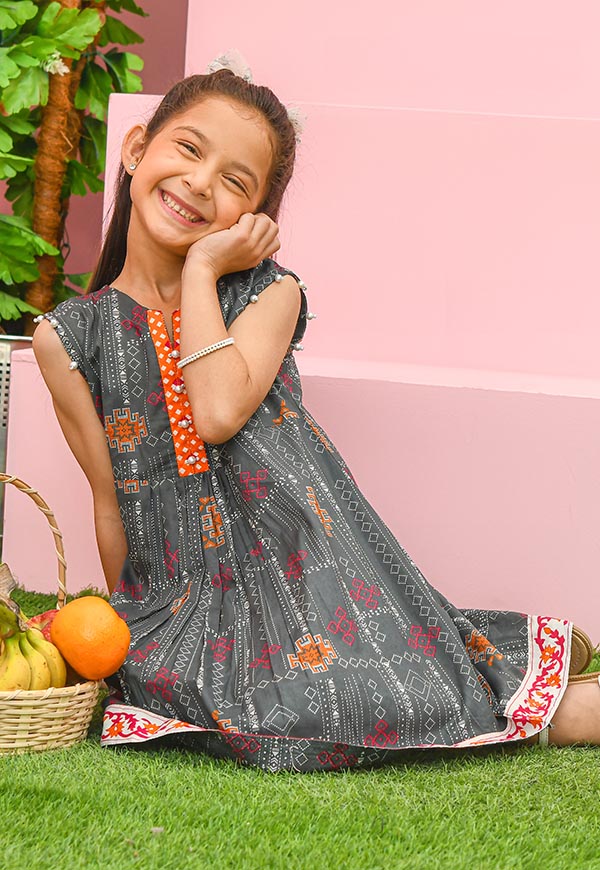 Kids Grey Kurti Outfit