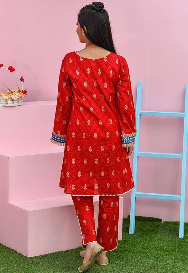 Girls Red 2 Piece Suit