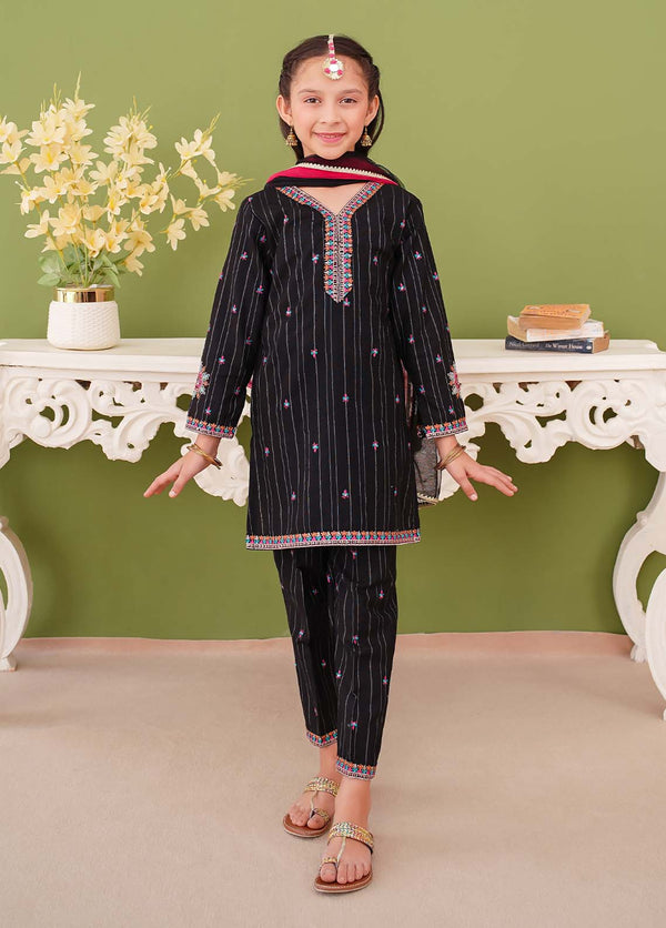 embroidered khaddar black suit