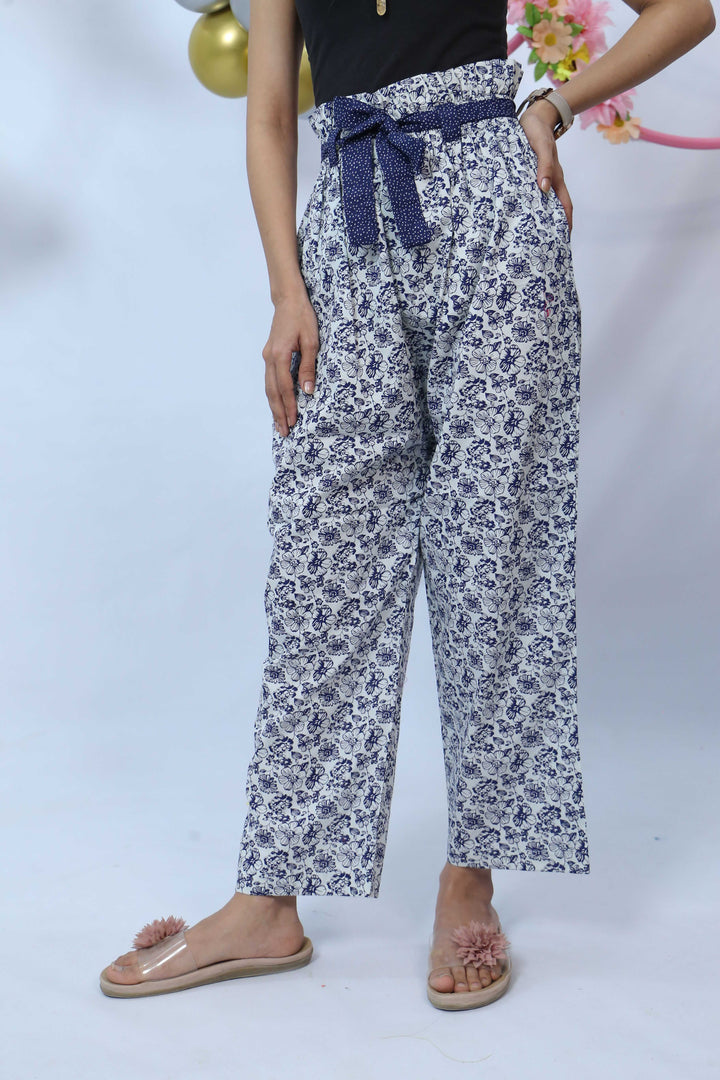 Floral Printed Bow Trouser