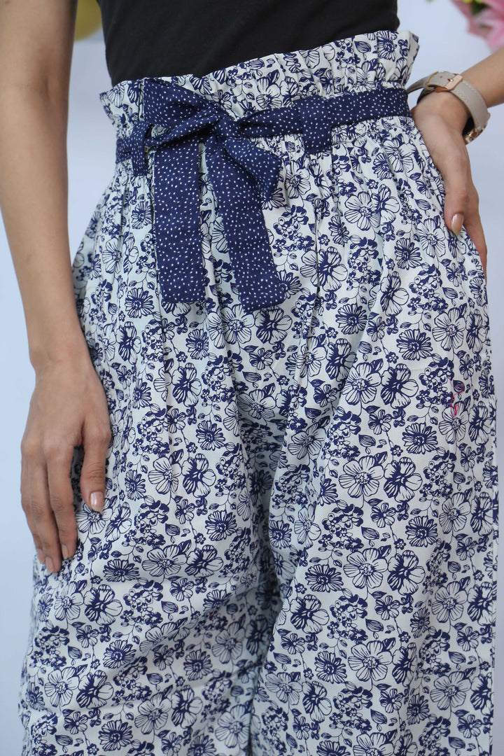 Floral Printed Bow Trouser