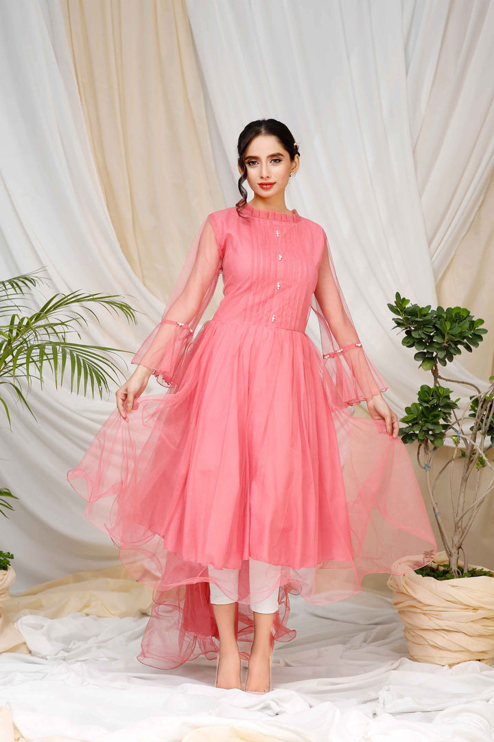 Pink Love - Net Frock - Modest - Grandeur