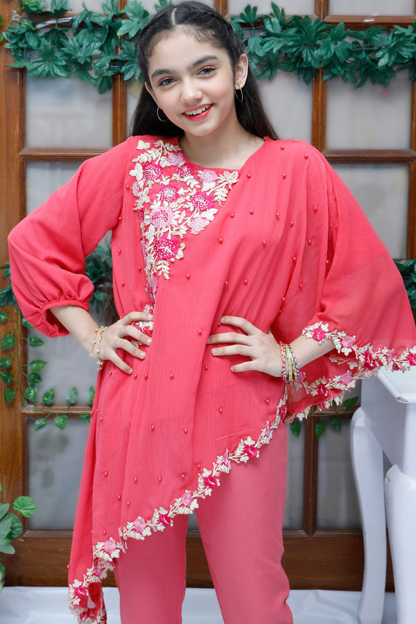 pink poncho for kids