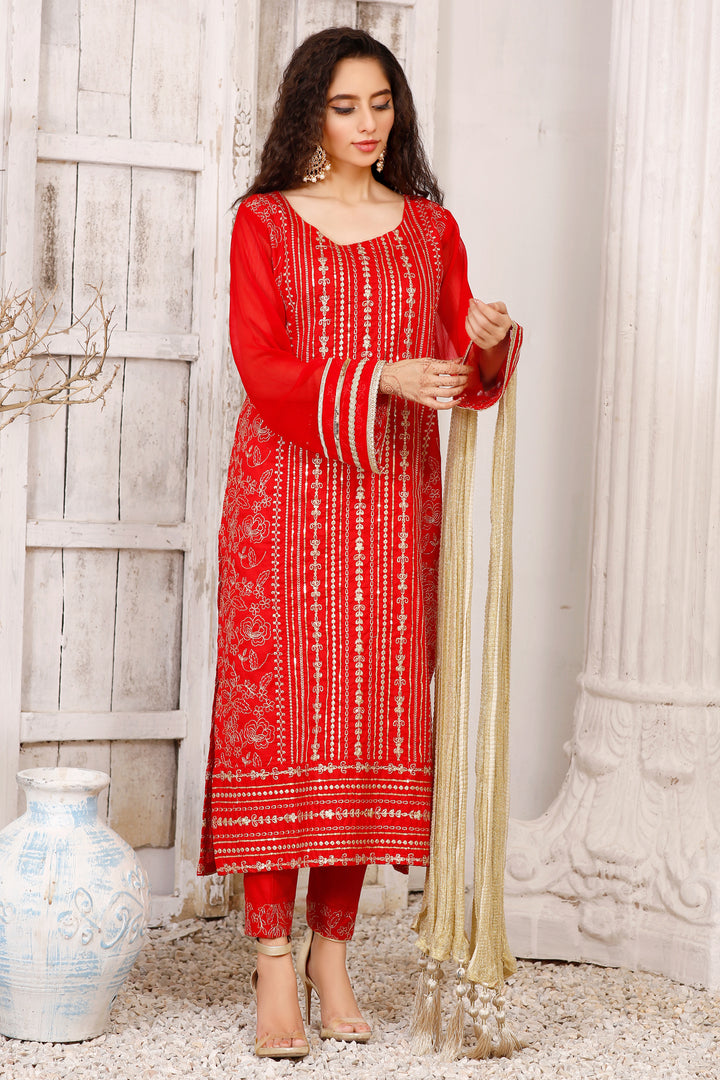 Pakistani red dress for women