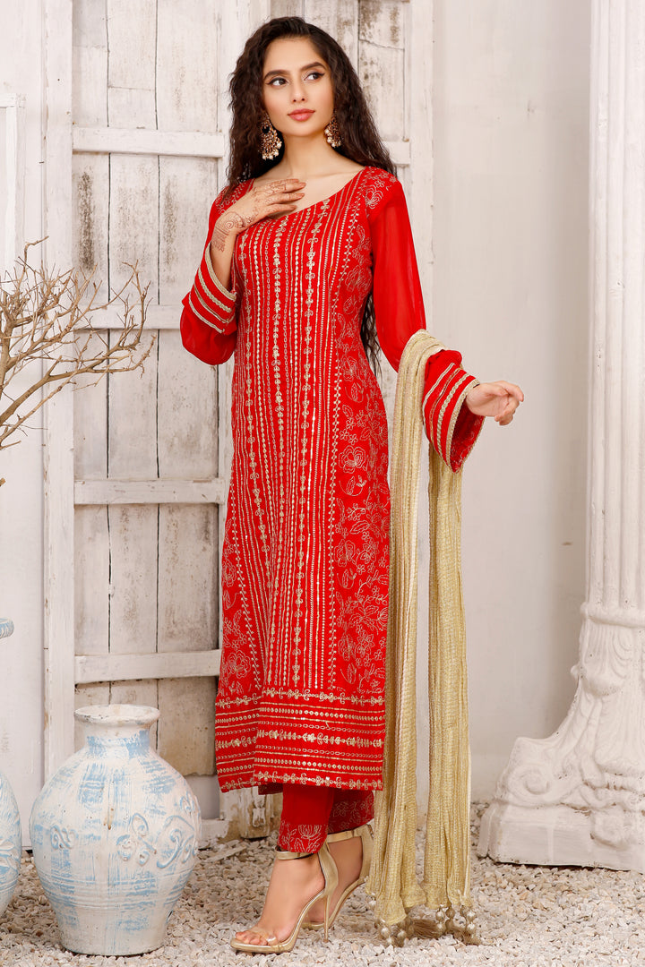 Pakistani red dress for women