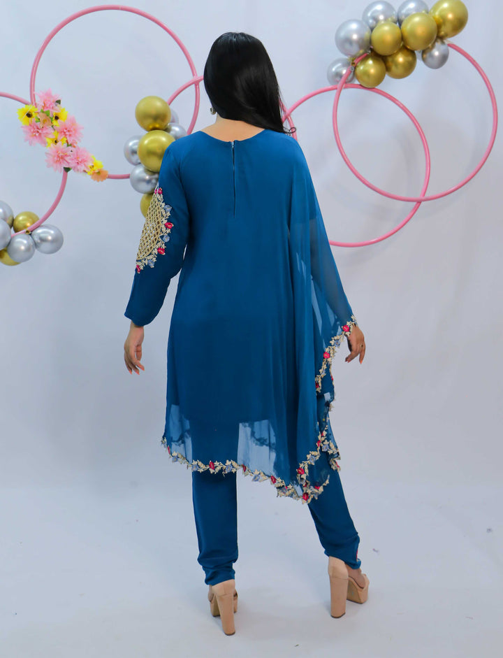 Embroidered Poncho - 3 Piece - Modest Clothing