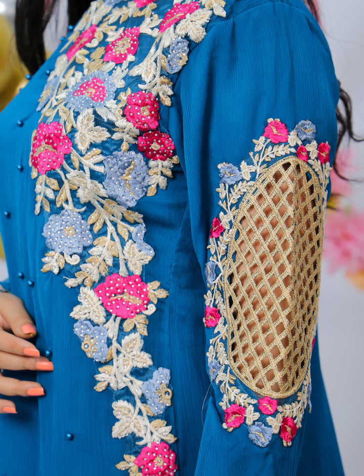 Embroidered Poncho - 3 Piece - Modest Clothing