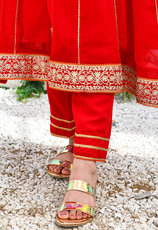 girls red chiffon dress