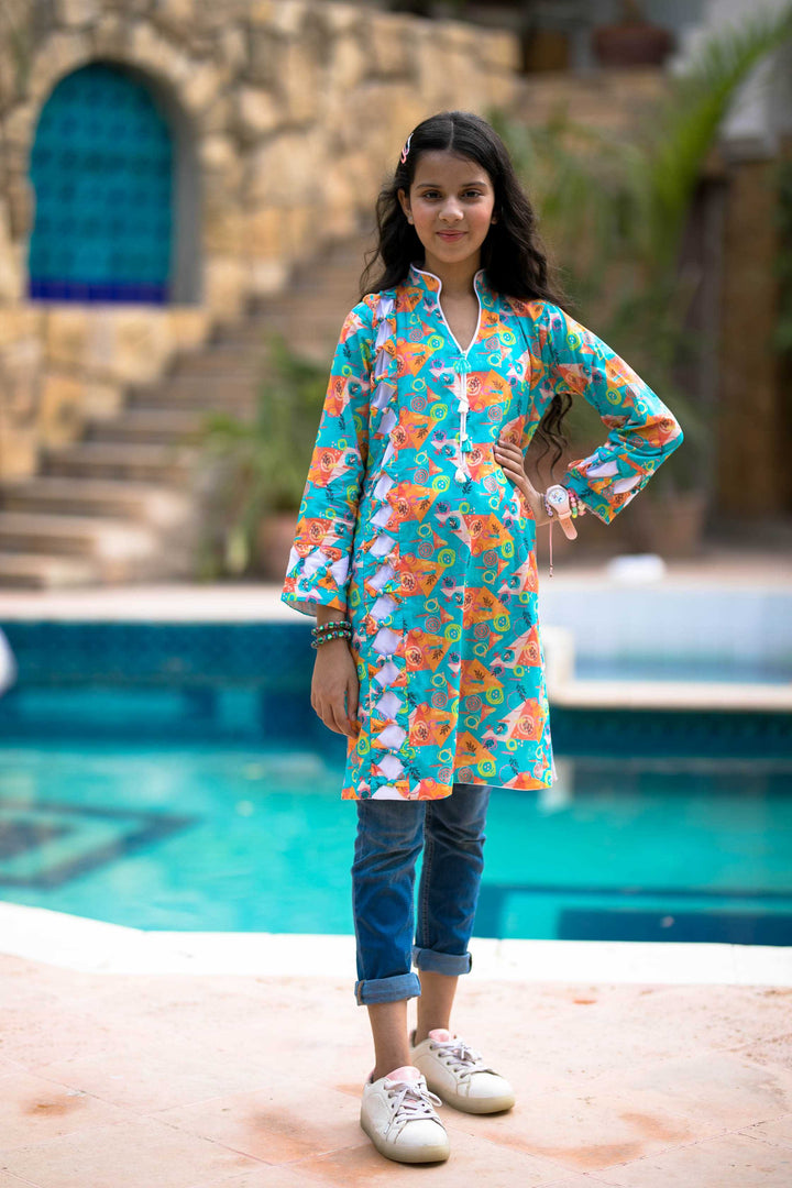 Aquaristic - Lawn Printed Kurti Modest Clothing