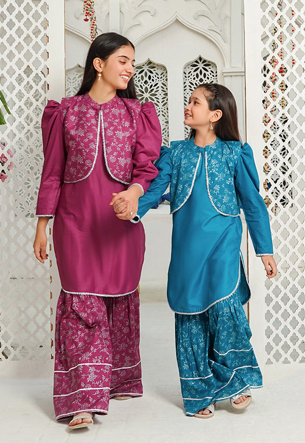 Girls 3 Piece Suit Printed Cotton