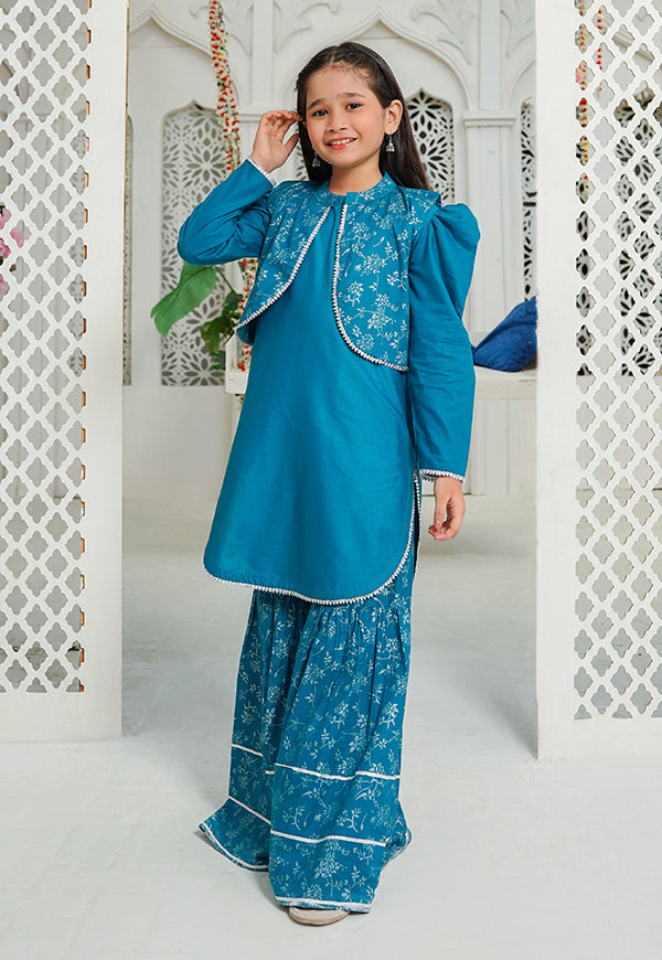 Girls 3 Piece Suit Printed Cotton