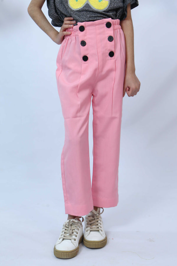 Baby Pink Buttoned Pants Modest Clothing