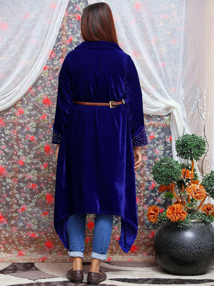 Blue Velvet Wrap -Cardigans Modest Clothing