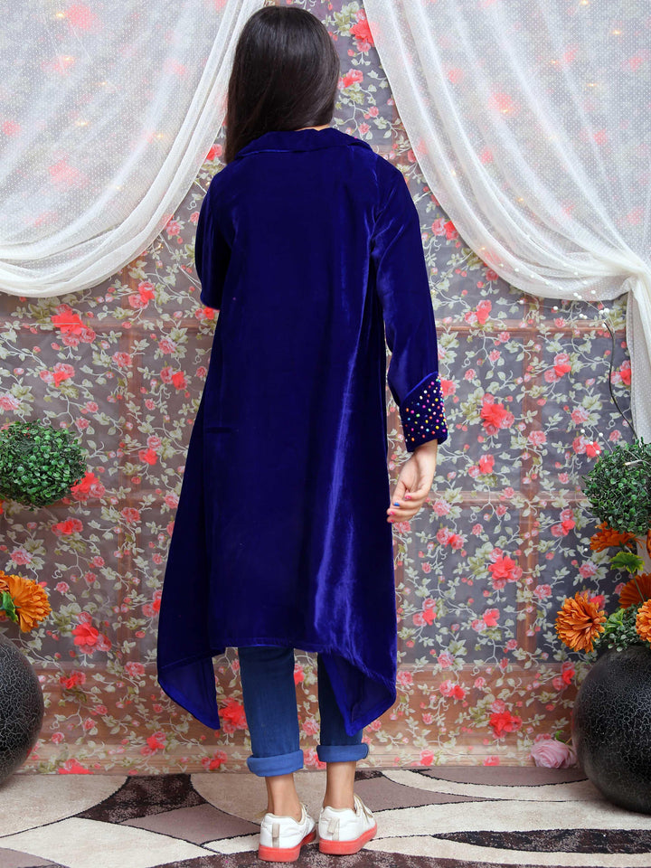 Blue Velvet Wrap - Long Velvet Coat Modest Clothing