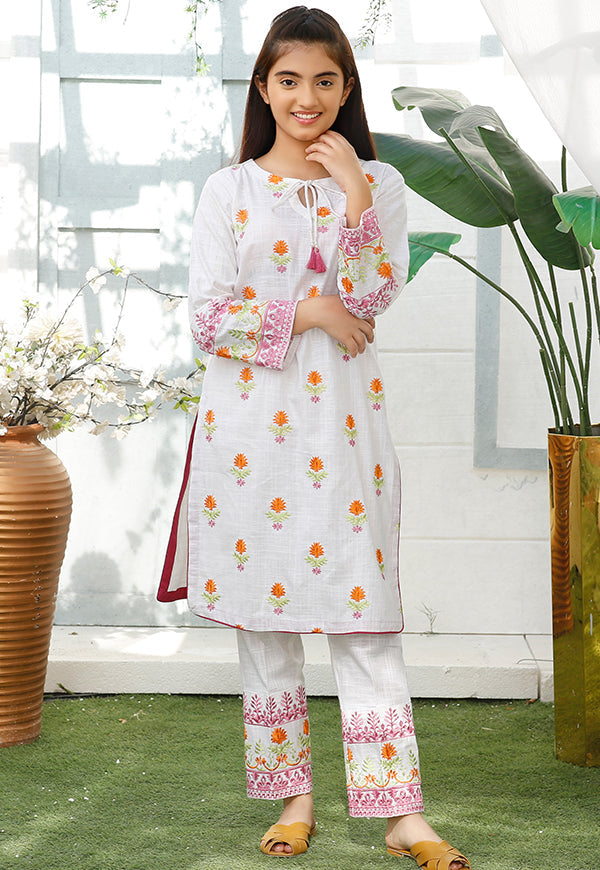 khaddar white 2 piece suit