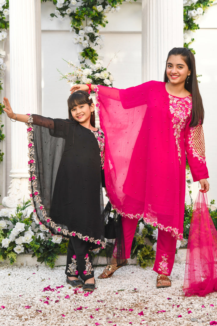 Pearl Cape Dress - Hot Pink - Modest Clothing
