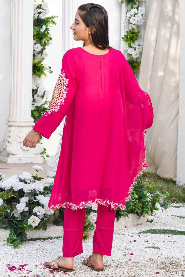 Pearl Cape Dress - Hot Pink - Modest Clothing