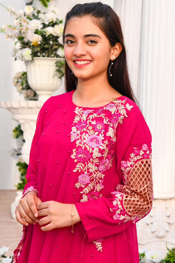 Pearl Cape Dress - Hot Pink - Modest Clothing