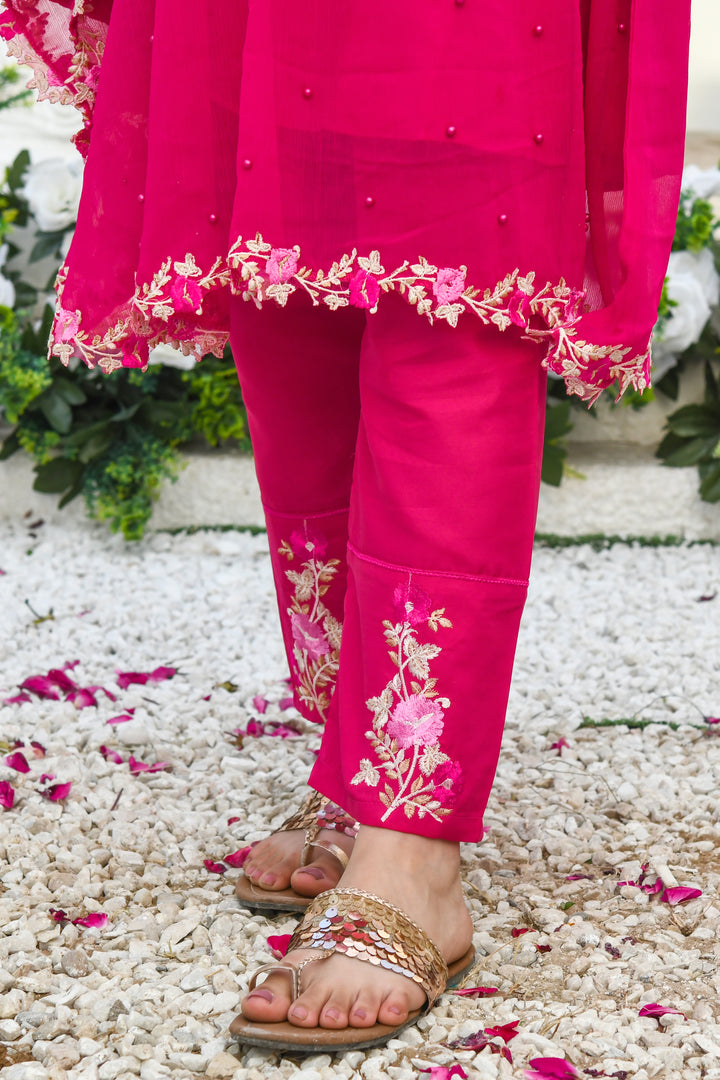 Pearl Cape Dress - Hot Pink - Modest Clothing