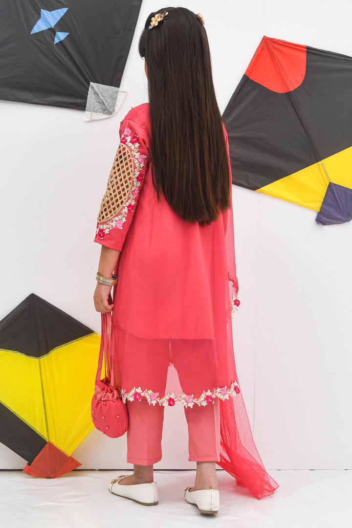 Chiffon Pearl Cape Dress - Tea Pink - Modest Clothing