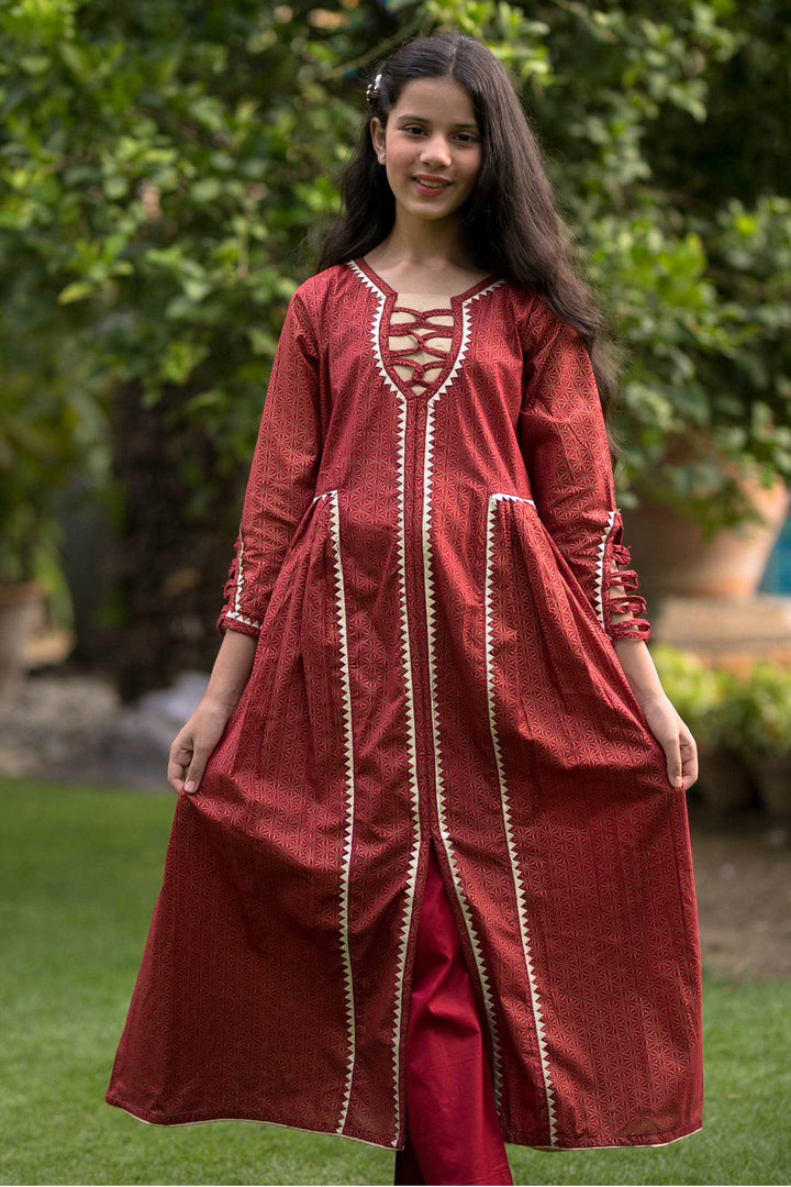 Maroon Gold - 3 Pc Suit - Modest Clothing