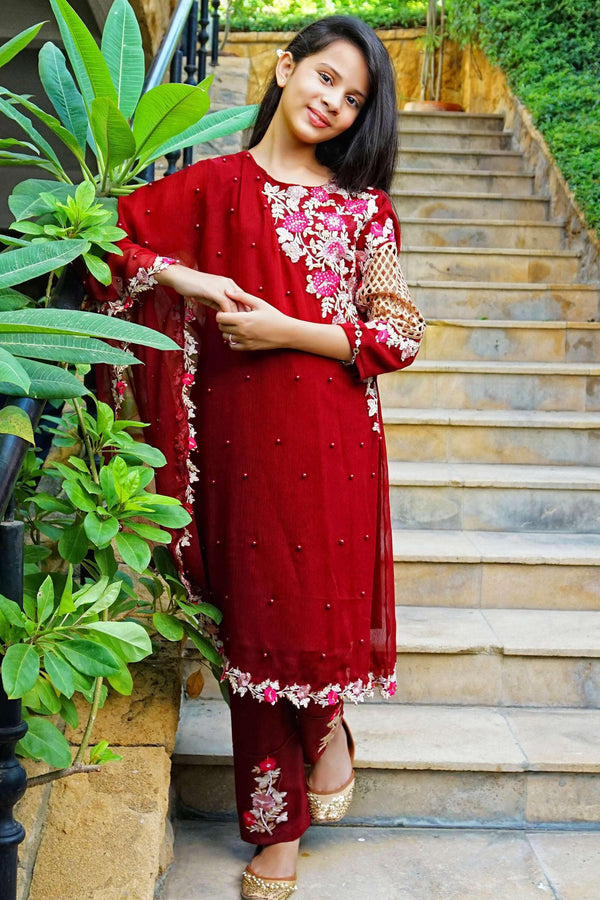 Maroon Pearl Cape Shirt - Modest Clothing