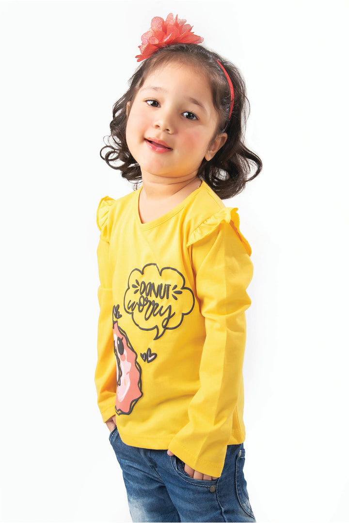Donut Worry Yellow Girls T-Shirt - Modest Clothing