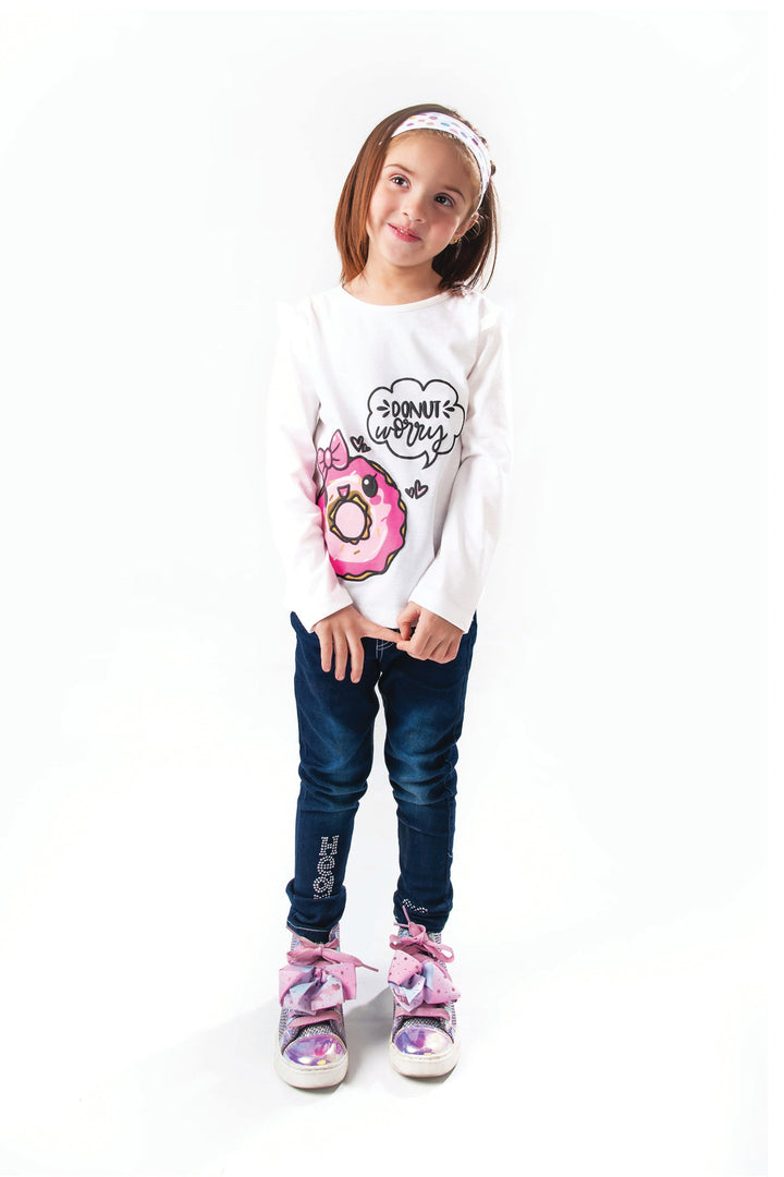 Donut Worry White Girls T-Shirt - Modest Clothing