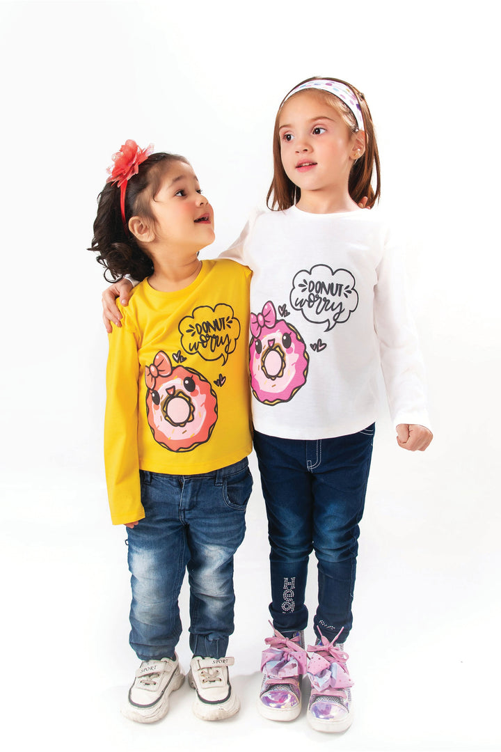 Donut Worry White Girls T-Shirt - Modest Clothing